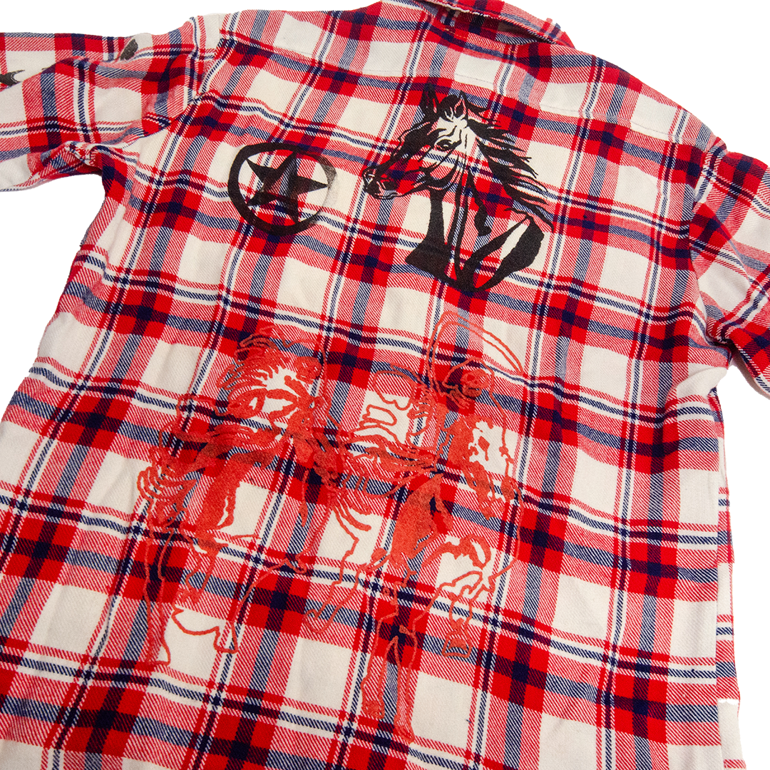 Western Flannel Shirt Red & Blue