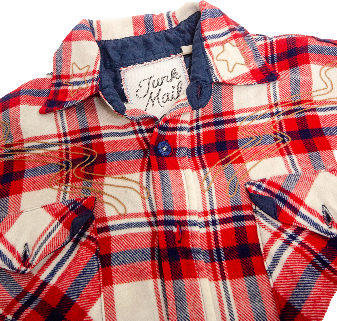 Western Flannel Shirt Red & Blue
