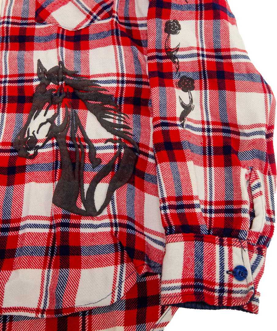 Western Flannel Shirt Red & Blue