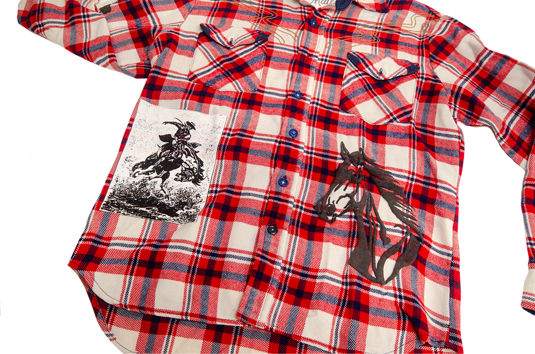Western Flannel Shirt Red & Blue
