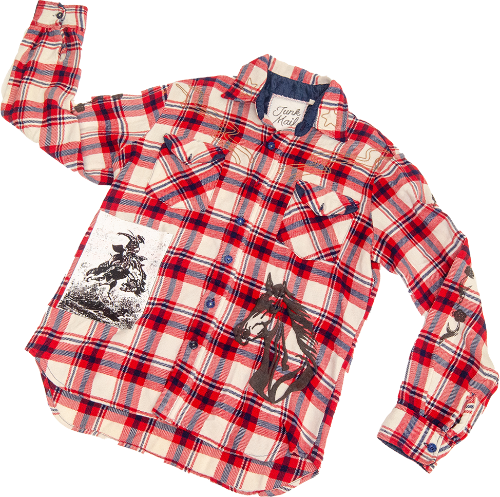 Western Flannel Shirt Red & Blue