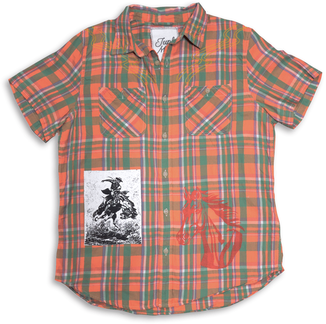 Western Short Sleeve Shirt Orange